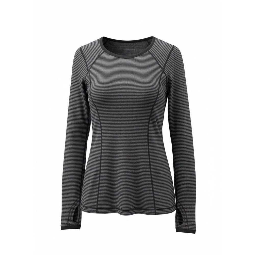 Lululemon Run Turn Around Long Sleeve Black Heathered Coal Mini Check, Size 6